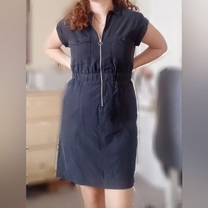 Express charcoal cargo zip dress with pockets